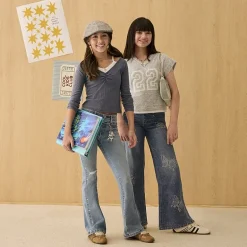 Vanilla Star Big Kid Girls Butterfly Rhinestone Wide Leg Jean