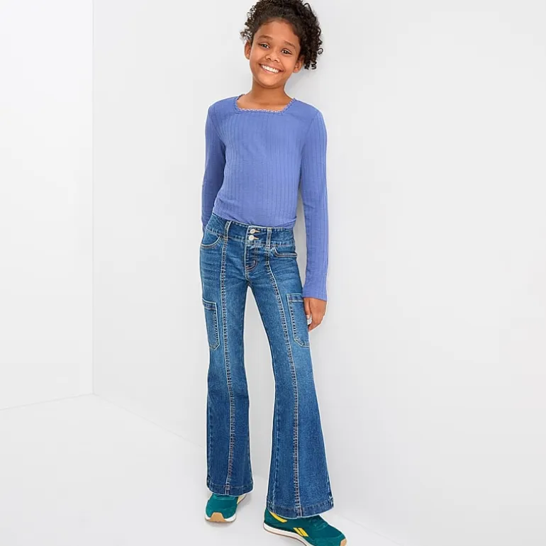 Vanilla Star Big Kid Girls Cargo Flare Leg Jean