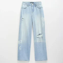 Vanilla Star Big Kid Girls Distressed Bow Wide Leg Jean