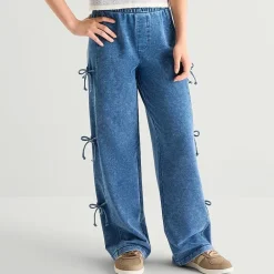 Vanilla Star Big Kid Girls Knit Bow Wide Leg Jean