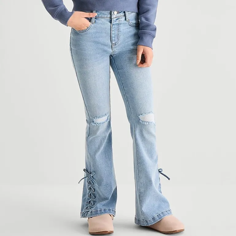 Vanilla Star Big Kid Girls Lace Up Flare Leg Jean