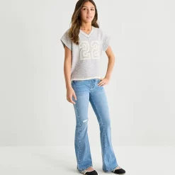 Vanilla Star Big Kid Girls Star Studded Flare Leg Jean