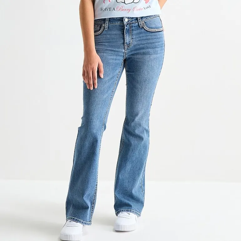 Vanilla Star Womens Juniors Mid Rise Bootcut Jean