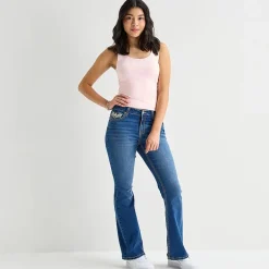 Vanilla Star Womens Juniors Mid Rise Bootcut Jean
