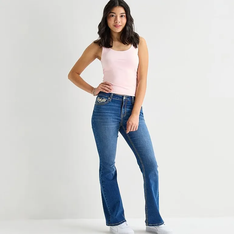 Vanilla Star Womens Juniors Mid Rise Bootcut Jean
