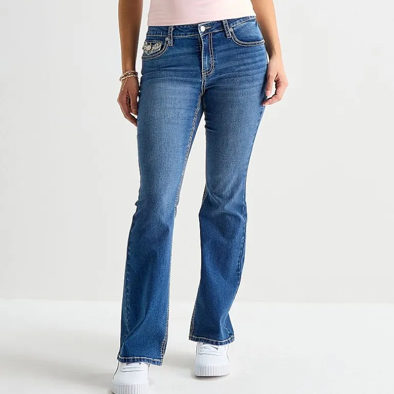 Vanilla Star Womens Juniors Mid Rise Bootcut Jean