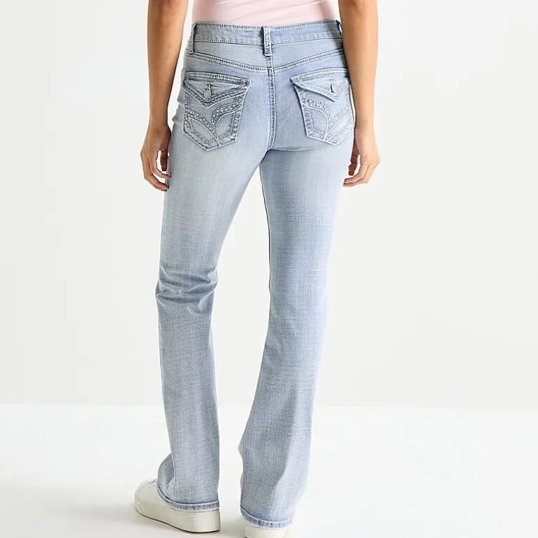 Vanilla Star Womens Juniors Mid Rise Bootcut Jean