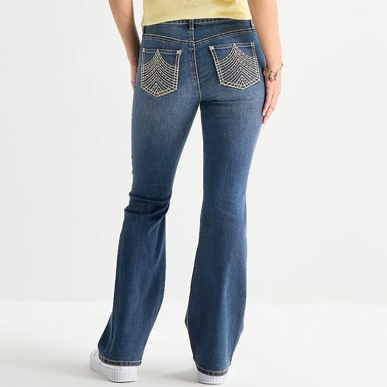 Vanilla Star Womens Juniors Mid Rise Bootcut Jean