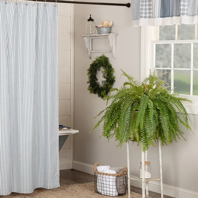 Vhc Brands Sawyer Mill Blue Ticking Shower Curtain