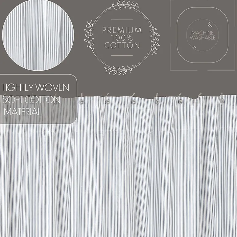 Vhc Brands Sawyer Mill Blue Ticking Shower Curtain