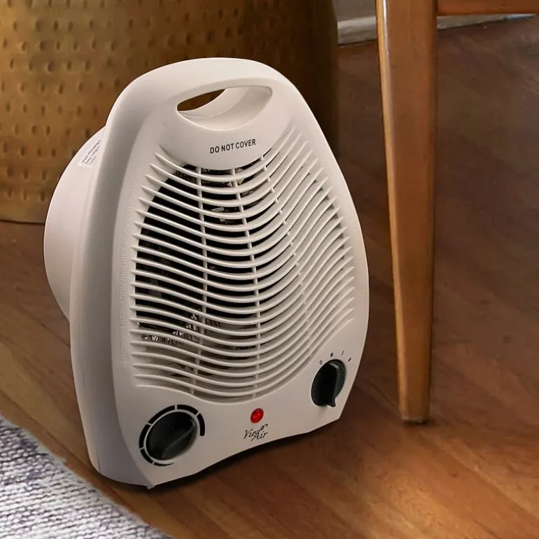 Vie Air 1500W Portable 2-Settings White Office Fan Heater with Adjustable Thermostat