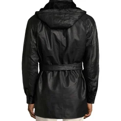 Vintage Leather Hooded Parka With Zip Out Lining