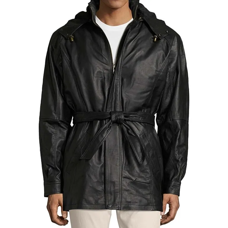 Vintage Leather Hooded Parka With Zip Out Lining - Big