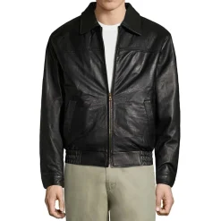 Vintage Leather Lambskin Bomber Jacket with Zip Out Lining