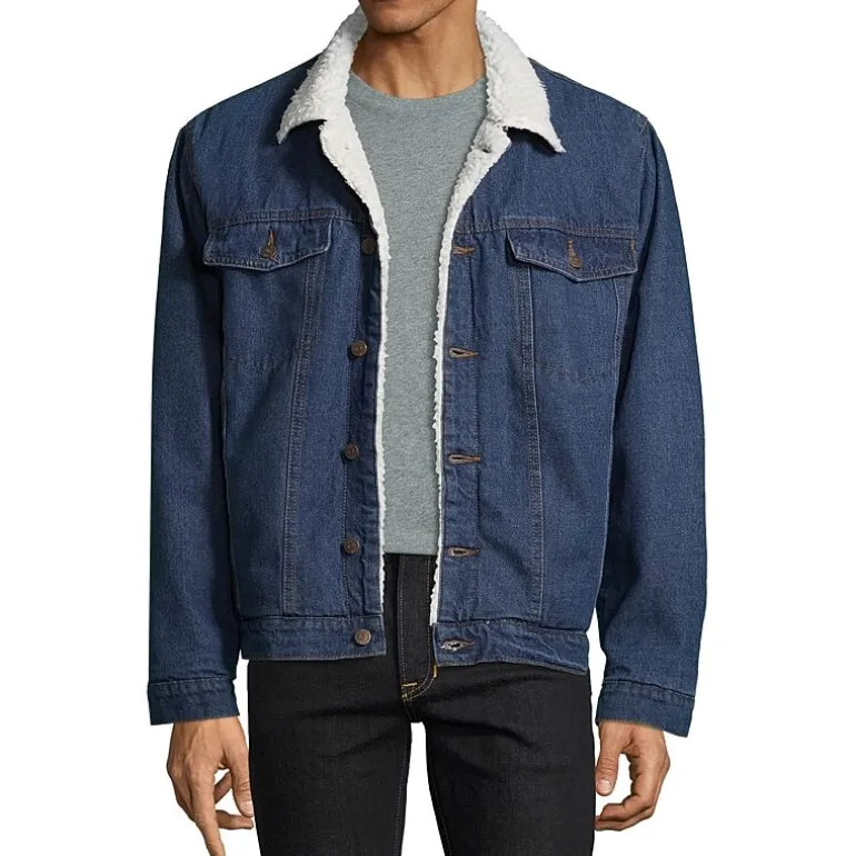 Vintage Leather Mens Denim Midweight Jacket