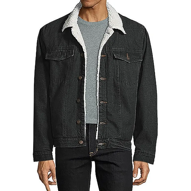 Vintage Leather Mens Denim Midweight Jacket