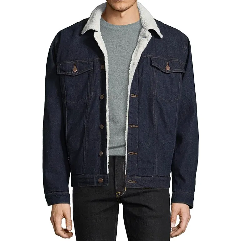Vintage Leather Mens Denim Midweight Jacket