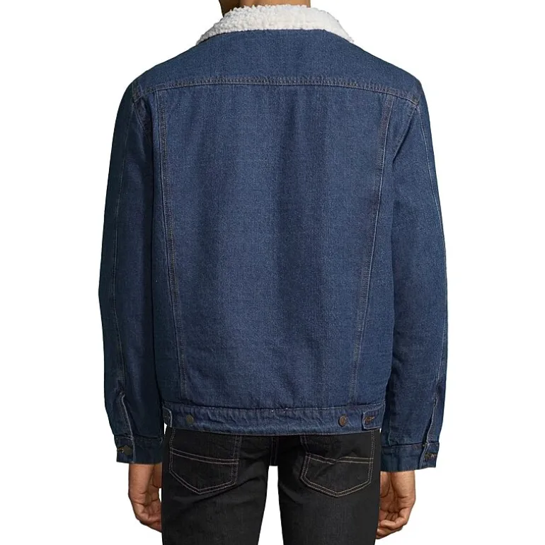 Vintage Leather Mens Denim Midweight Jacket
