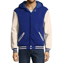 Vintage Leather Mens Faux Leather Reversible Lightweight Varsity Jacket