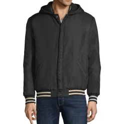 Vintage Leather Mens Faux Leather Reversible Lightweight Varsity Jacket