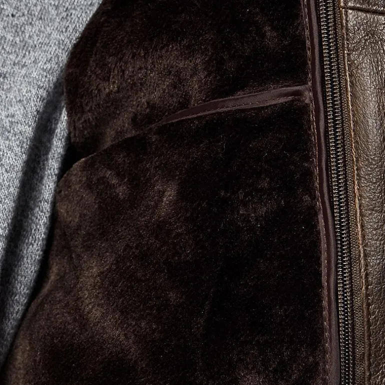 Vintage Leather Nappa Aviator Jacket with Zip Out Lining