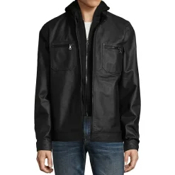 Vintage Leather Racing Jacket With Detachable Hood