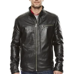 Vintage Leather Straight-Bottom Lambskin Leather Jacket