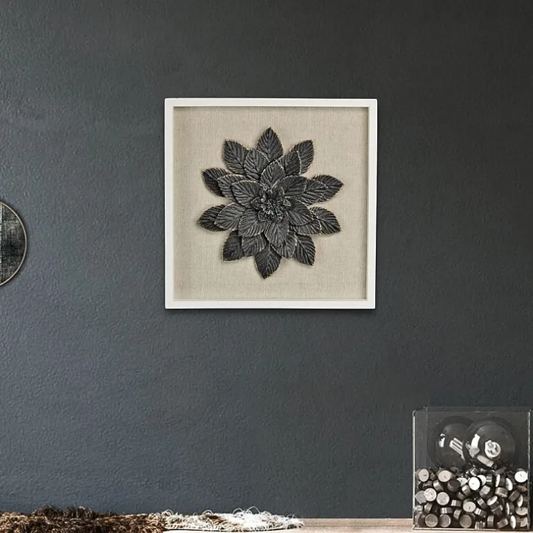 Vita Framed Elegant Flower Metal Wall Art