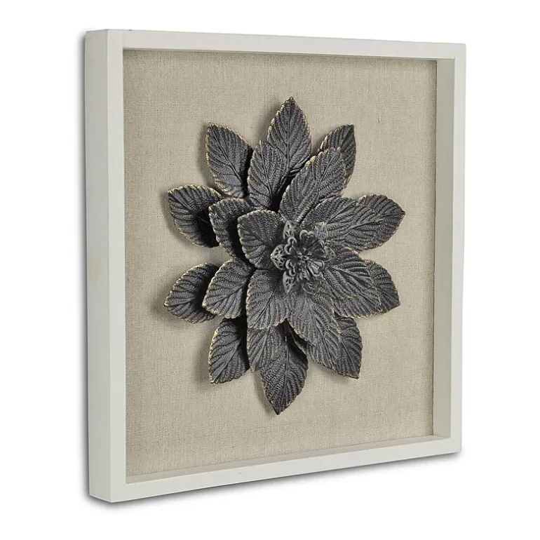Vita Framed Elegant Flower Metal Wall Art