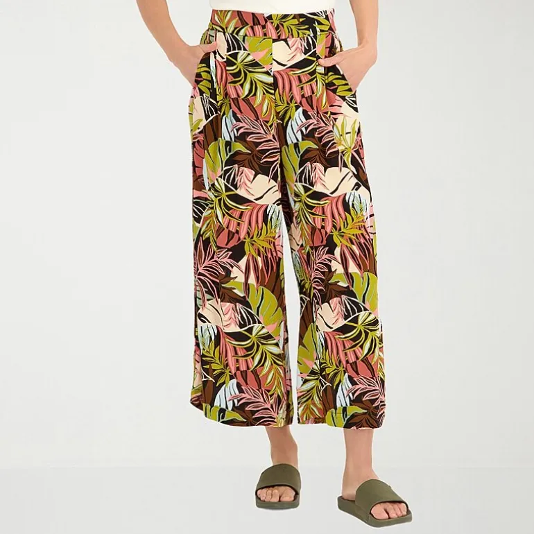VOLCOM Womens Juniors Wide Leg Mid Rise Pull-On Pant