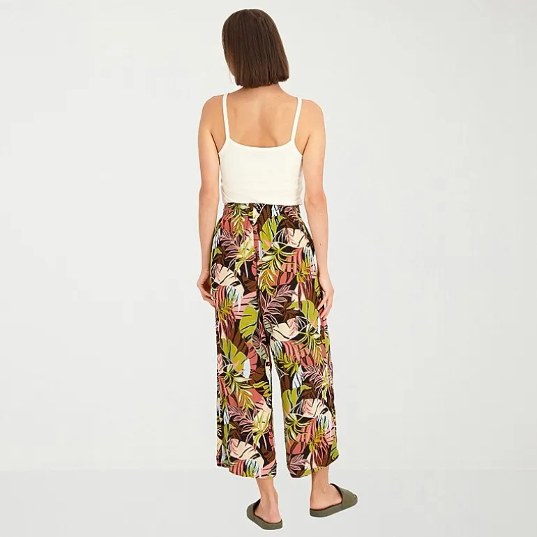 VOLCOM Womens Juniors Wide Leg Mid Rise Pull-On Pant