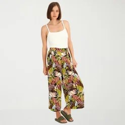 VOLCOM Womens Juniors Wide Leg Mid Rise Pull-On Pant