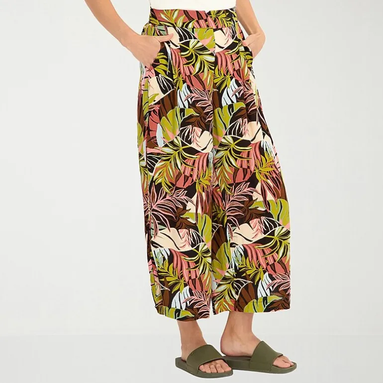 VOLCOM Womens Juniors Wide Leg Mid Rise Pull-On Pant