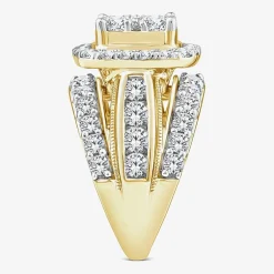 (Vs2) Womens 4 CT. T.W. Lab Grown White Diamond 10K Gold Cushion Side Stone Engagement Ring
