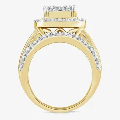 (Vs2) Womens 4 CT. T.W. Lab Grown White Diamond 10K Gold Cushion Side Stone Engagement Ring