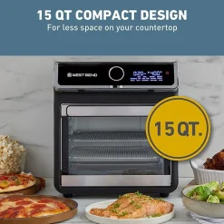 West Bend 15 Qt. Air Fryer Oven with 16 Presets, in Black