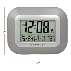 Westclox Classic Modern Lcd Display Digital Silent/Non-Ticking Wall Clock