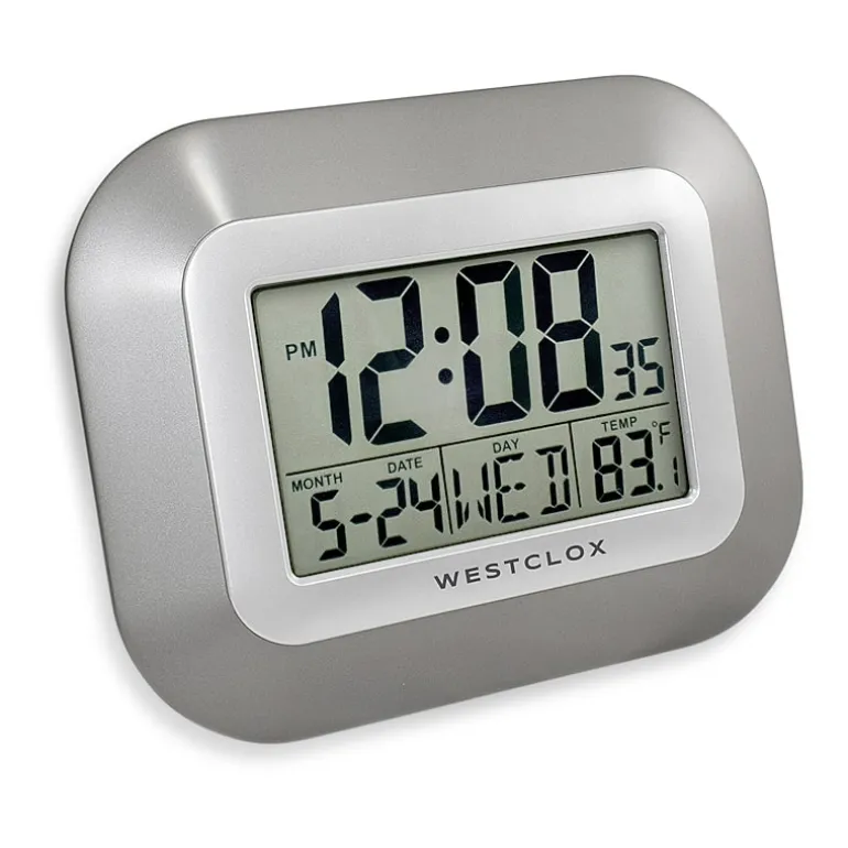 Westclox Classic Modern Lcd Display Digital Silent/Non-Ticking Wall Clock