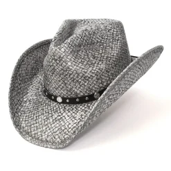 Western Express Gray Straw Pinch Front Mens Cowboy Hat