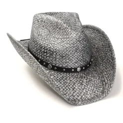 Western Express Gray Straw Pinch Front Mens Cowboy Hat