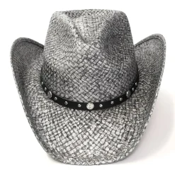 Western Express Gray Straw Pinch Front Mens Cowboy Hat