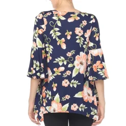 White Mark Maternity Womens Boat Neck 3/4 Sleeve Tunic Top