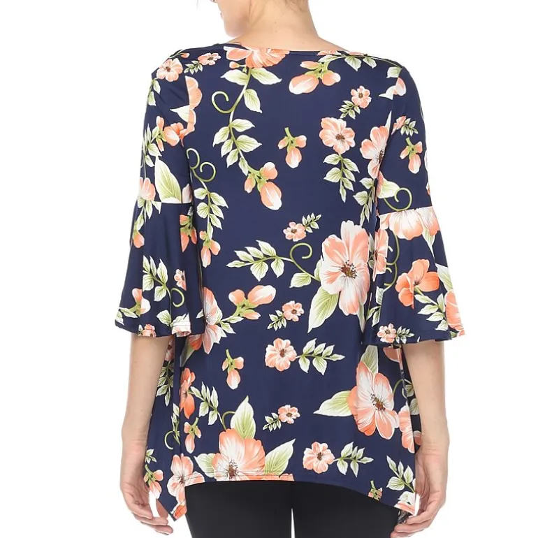 White Mark Maternity Womens Boat Neck 3/4 Sleeve Tunic Top