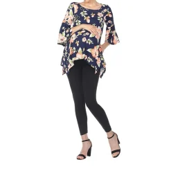 White Mark Maternity Womens Boat Neck 3/4 Sleeve Tunic Top
