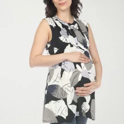 White Mark Maternity Womens Crew Neck Sleeveless Tunic Top
