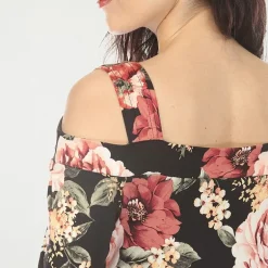 White Mark Maternity Womens Maternity Midi Scoop Neck 3/4 Sleeve Cold Shoulder Maxi Dress