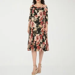 White Mark Maternity Womens Maternity Midi Scoop Neck 3/4 Sleeve Cold Shoulder Maxi Dress