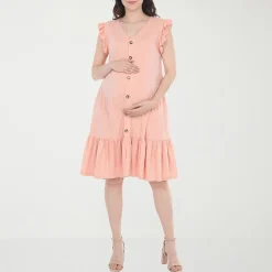 White Mark Maternity Womens Maternity Crew Neck Short Sleeve Shift Dress