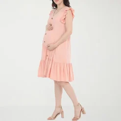 White Mark Maternity Womens Maternity Crew Neck Short Sleeve Shift Dress