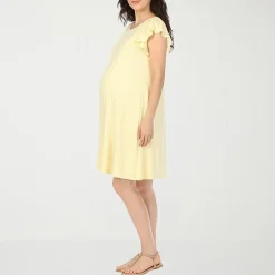 White Mark Maternity Womens Maternity V Neck Short Sleeve A-Line Dress
